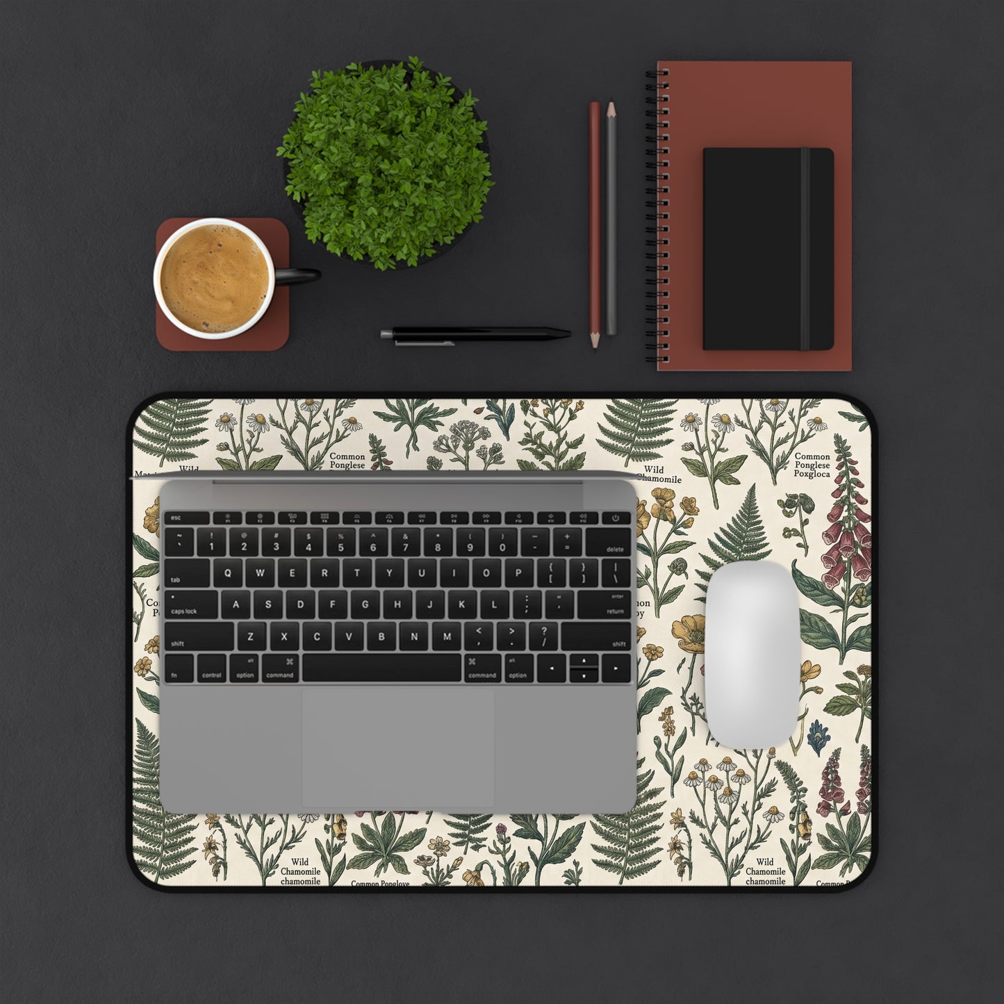 Vintage Botanical Print Desk Mat | Floral Herb Garden Mouse Pad