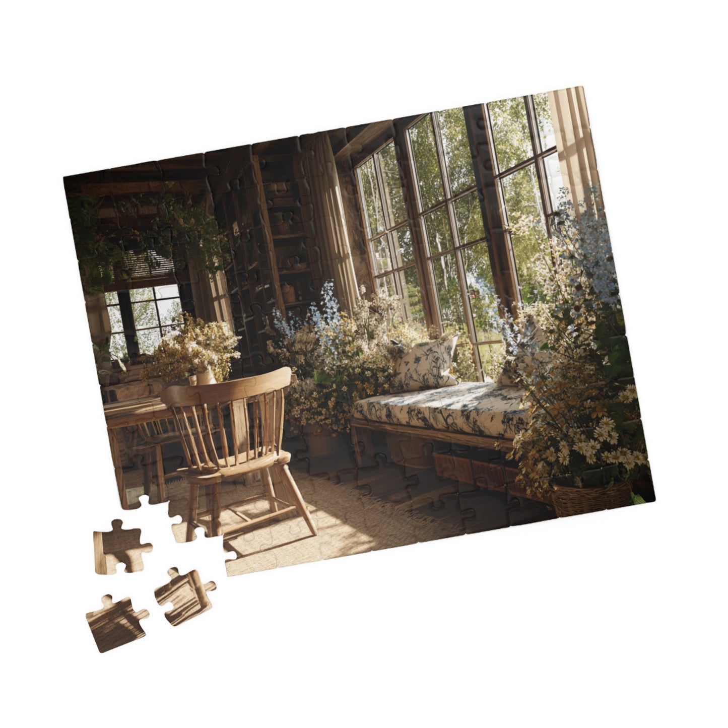Sunlit Cozy Window Nook Puzzle | Vintage Cottage Interior 110-1014 pcs