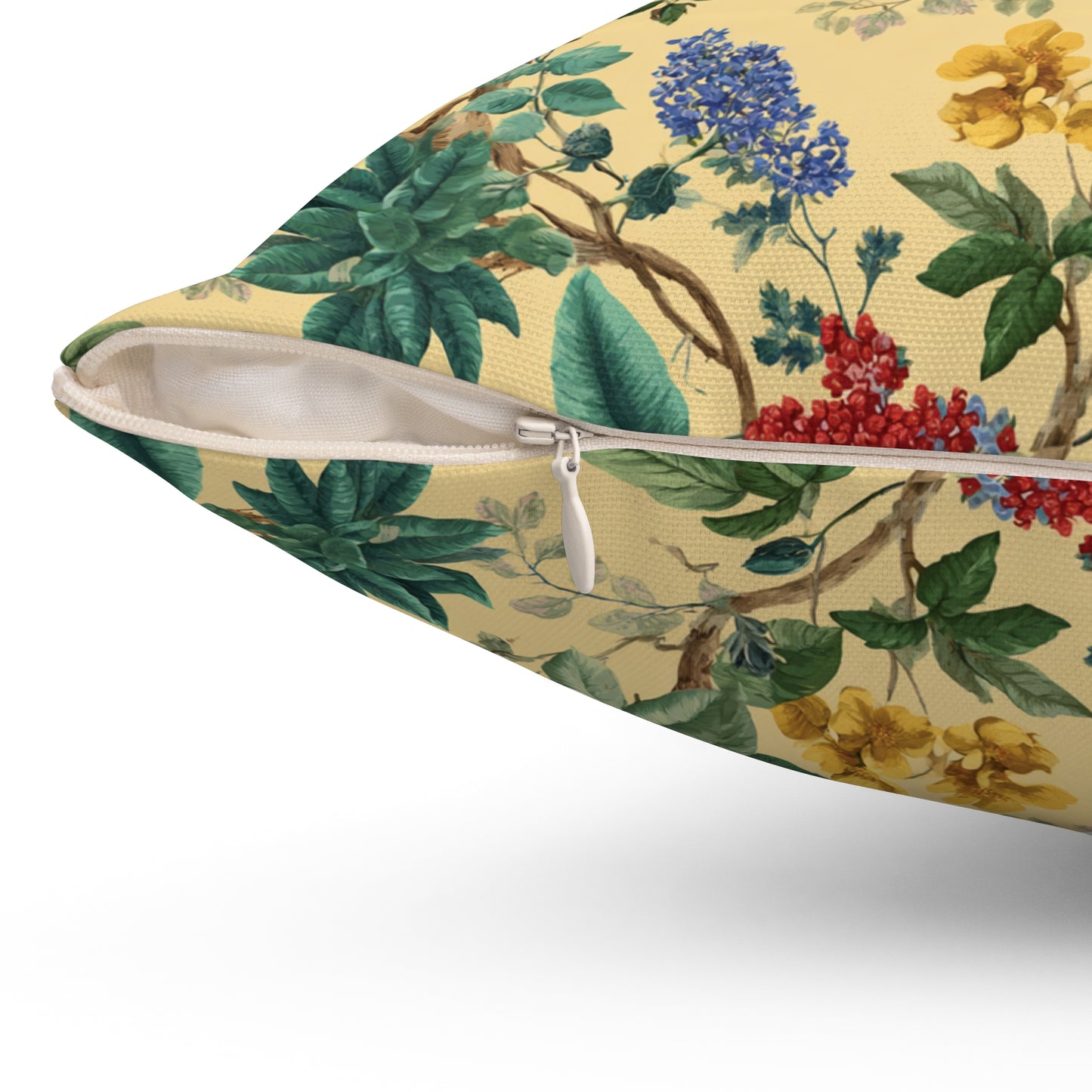 Vintage Floral Pattern Spun Polyester Square Pillow | Botanical Throw Pillow