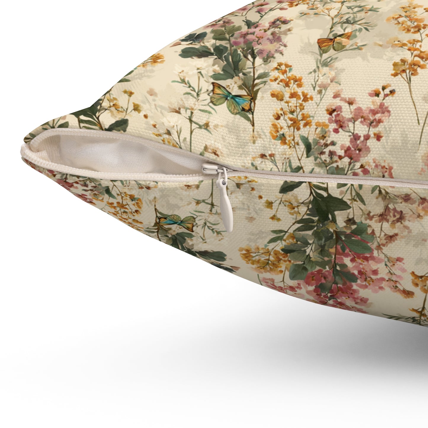 Vintage Wildflower Print Pillow | Botanical Floral Pattern Square Pillow