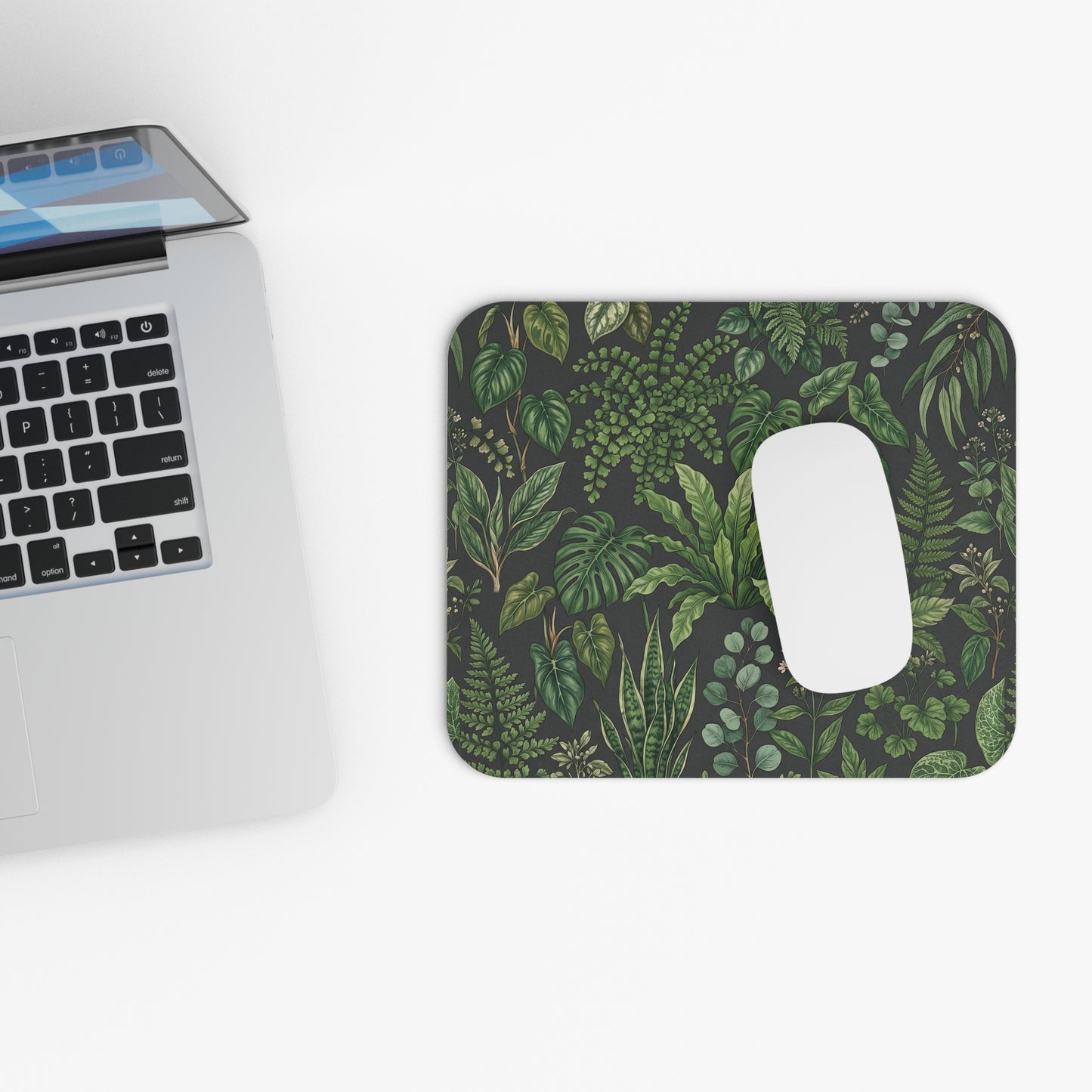 Botanical Greenery Mouse Pad | Tropical Ferns, Monstera, Eucalyptus