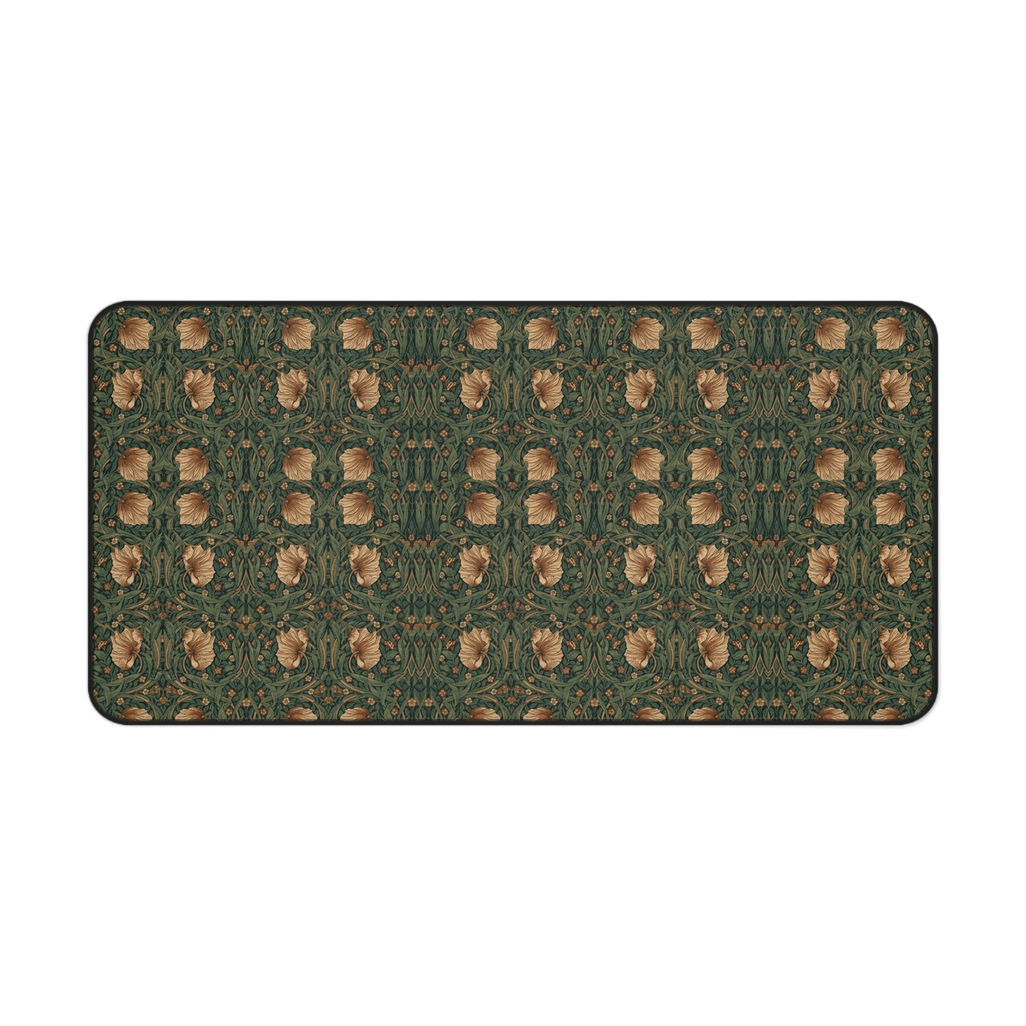 Vintage Botanical Rose Pattern Desk Mat | Green Floral Mouse Pad