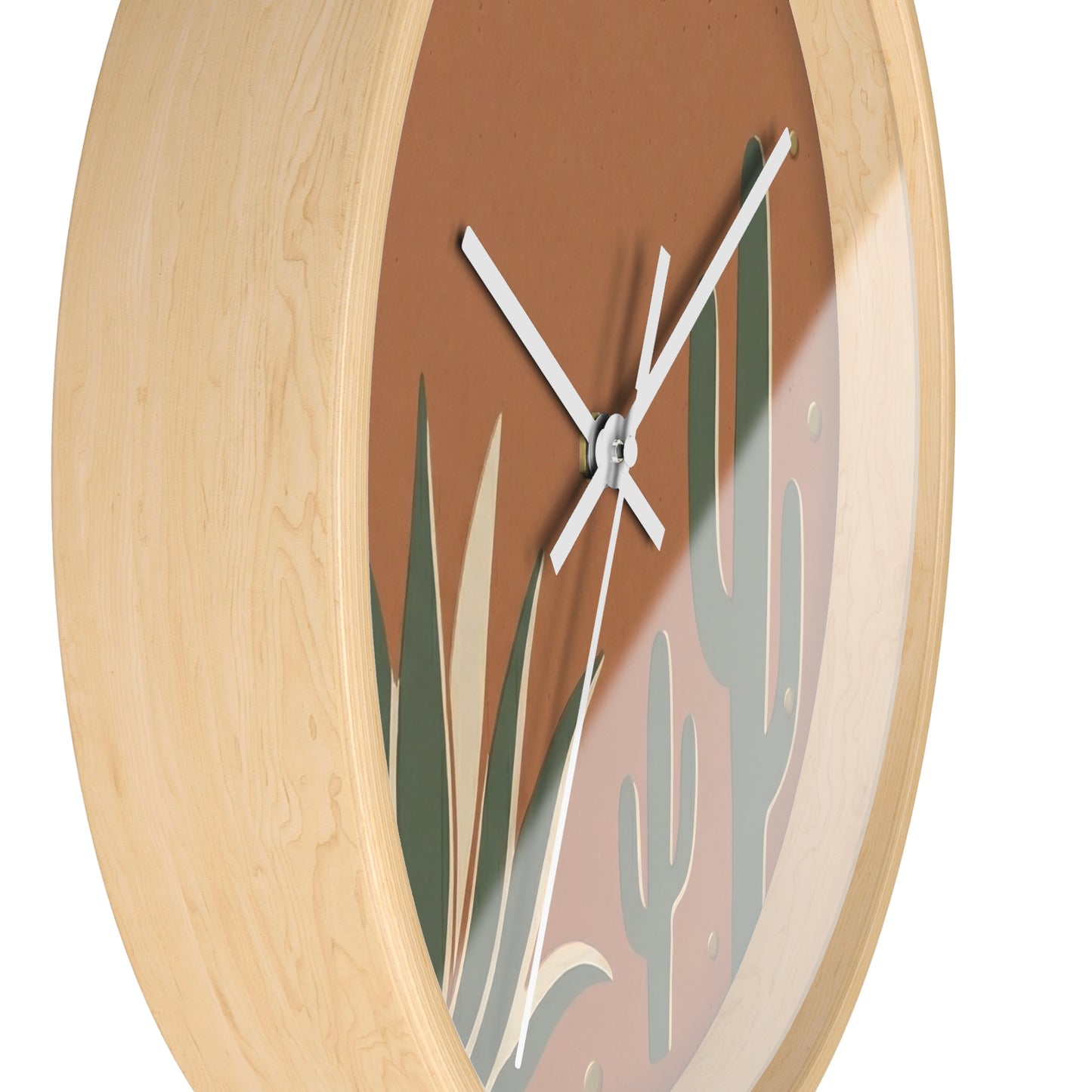 Desert Cactus Illustration Wall Clock | Terracotta Succulent Decor
