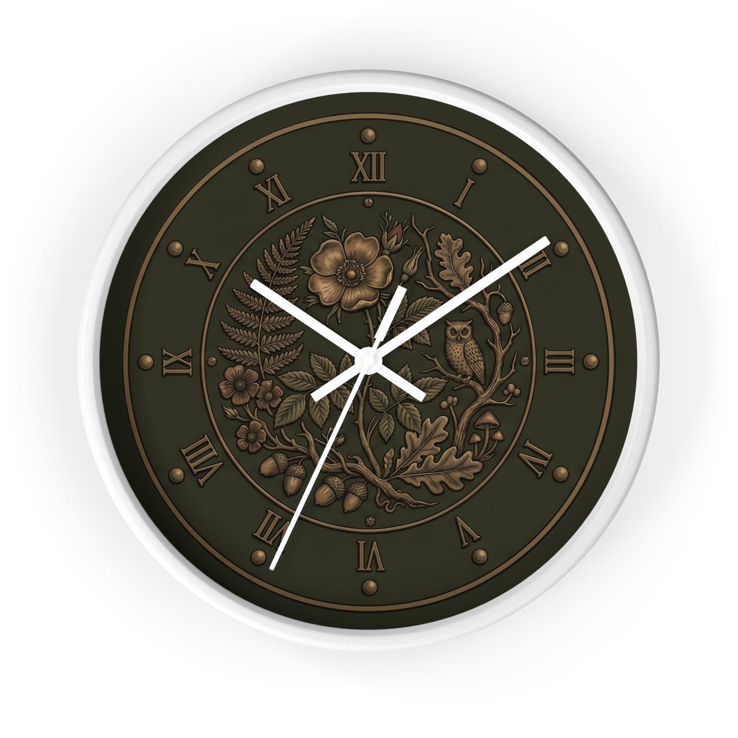 Vintage Floral Clock Wall Clock | Roman Numerals, Botanical Bird Design