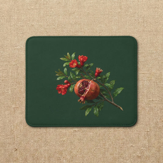 Pomegranate Branch Leather Placemat | Botanical Table Decor
