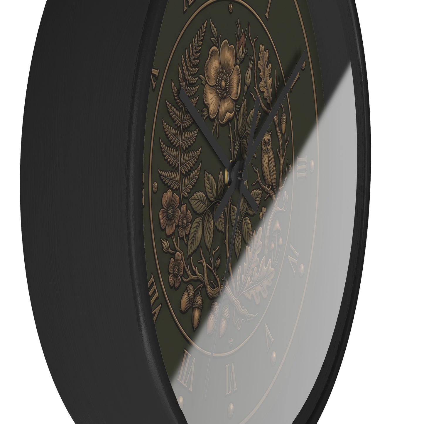 Vintage Floral Clock Wall Clock | Roman Numerals, Botanical Bird Design