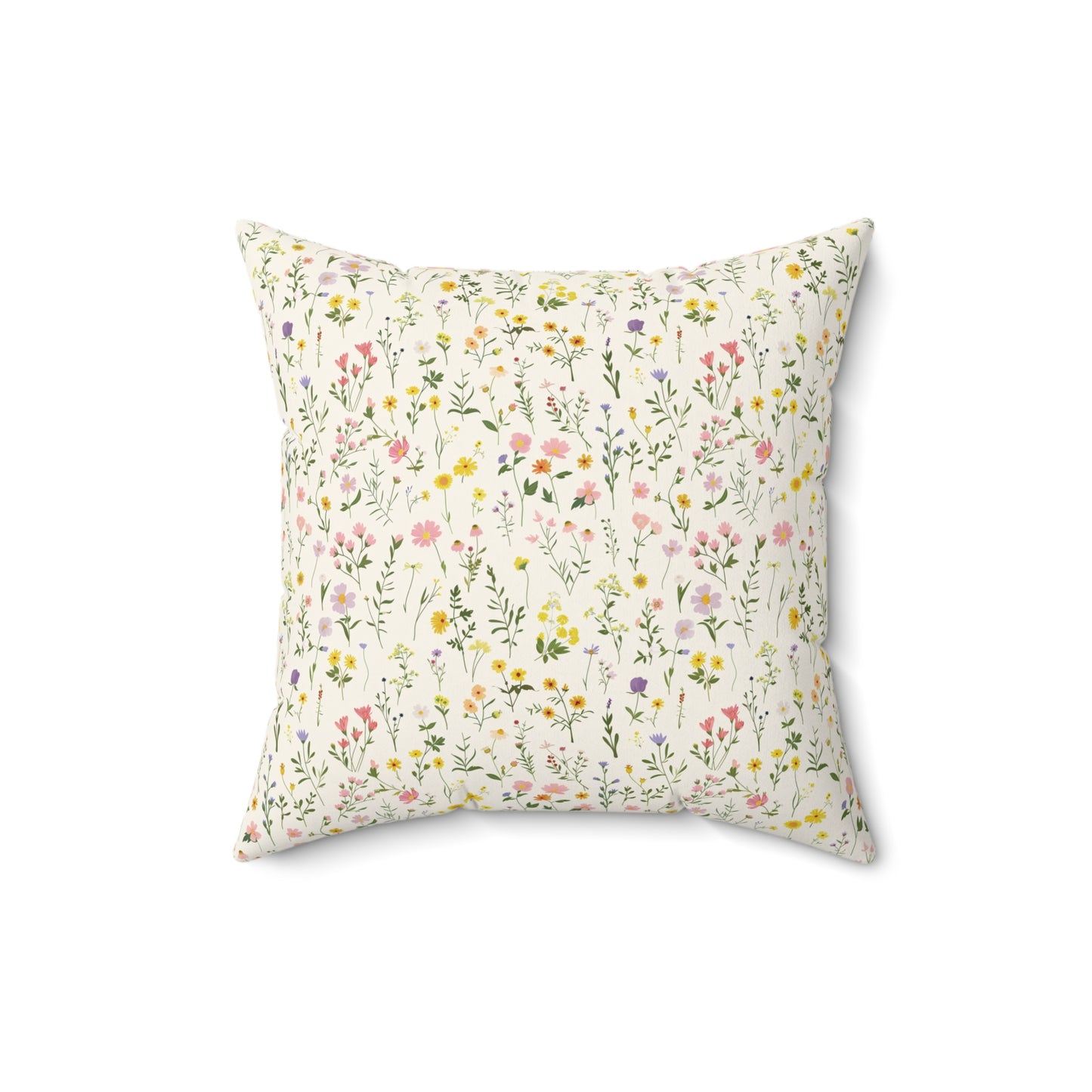 Wildflower Meadow Pillow | Botanical Floral Pattern Square Pillow