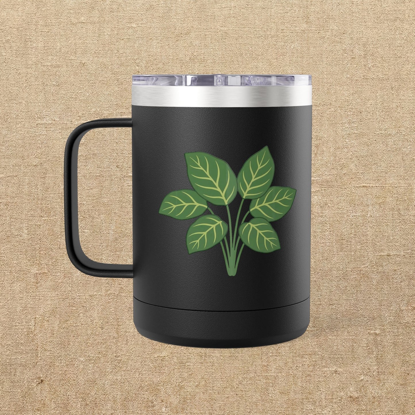 Green Leaves Plant Illustration Tumbler | 15oz Stainless Mug