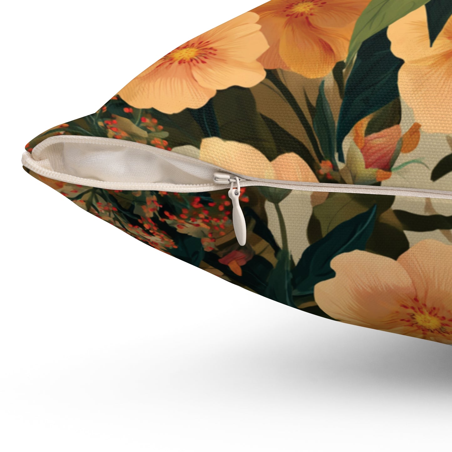 Peach Floral Pattern Pillow | Botanical Throw Pillow, Vintage Garden Design