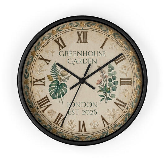 Personalized Botanical Wall Clock | Vintage Herbarium Art, Cottagecore Decor