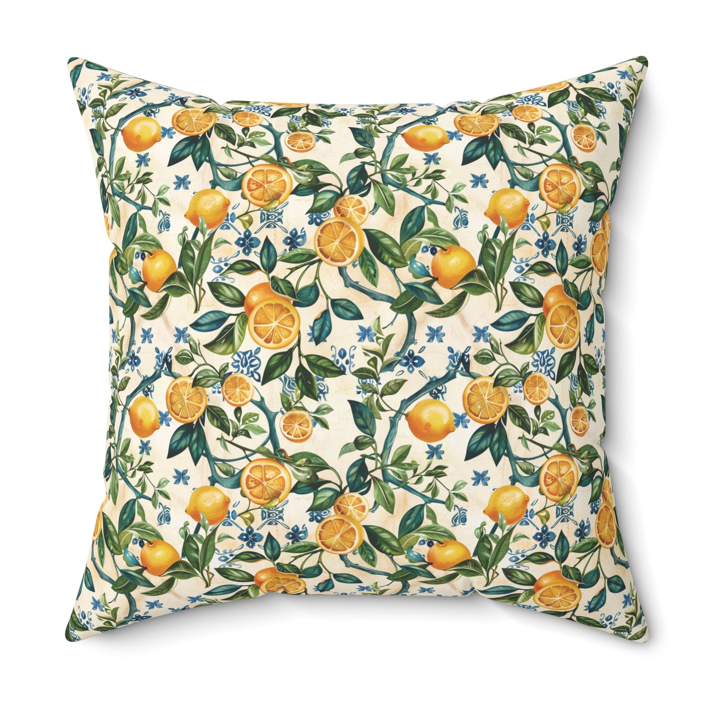 Lemon Branches Pillow | Citrus Floral Square Pillow, Botanical Home Decor