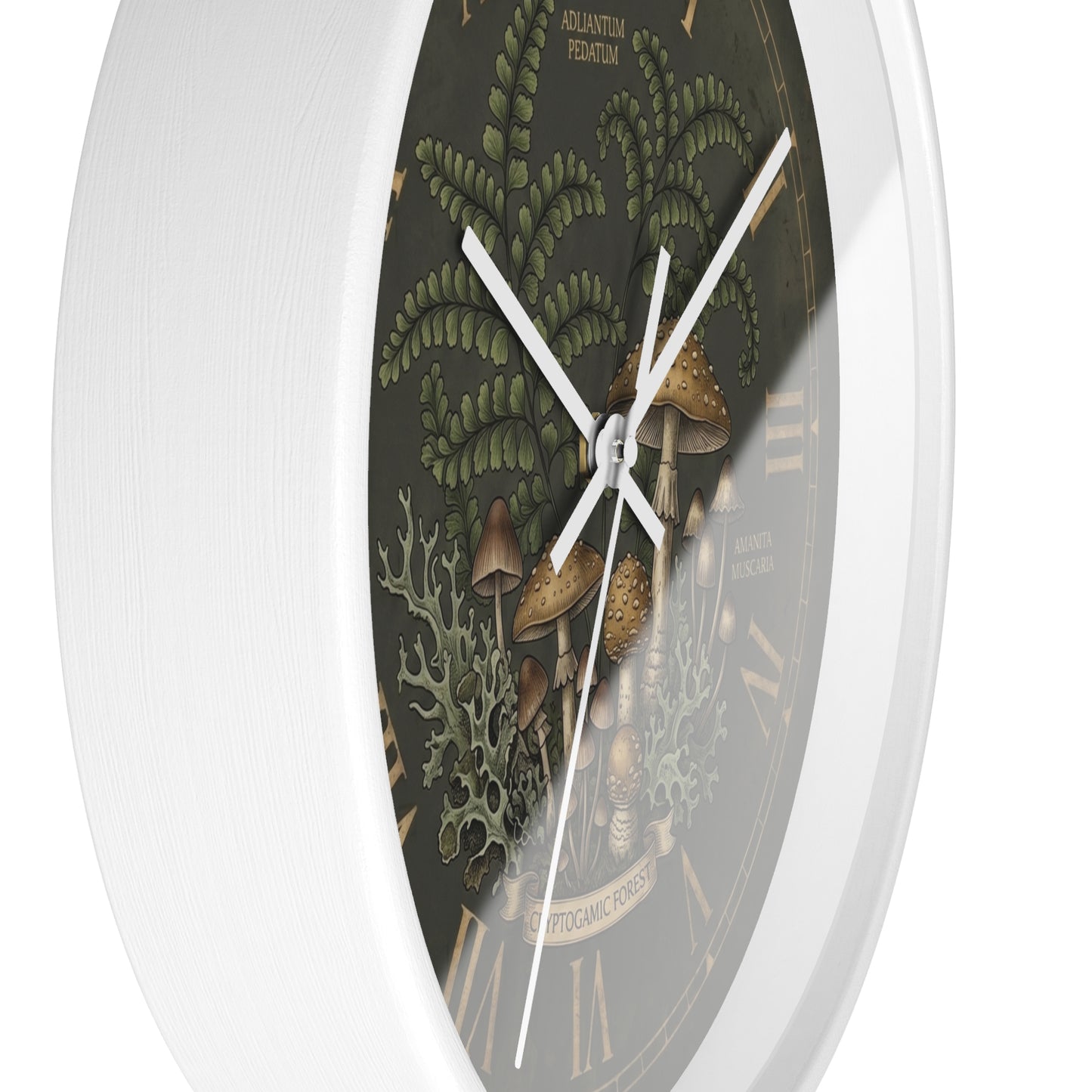 Mushroom Botanical Wall Clock | Vintage Fern Illustration