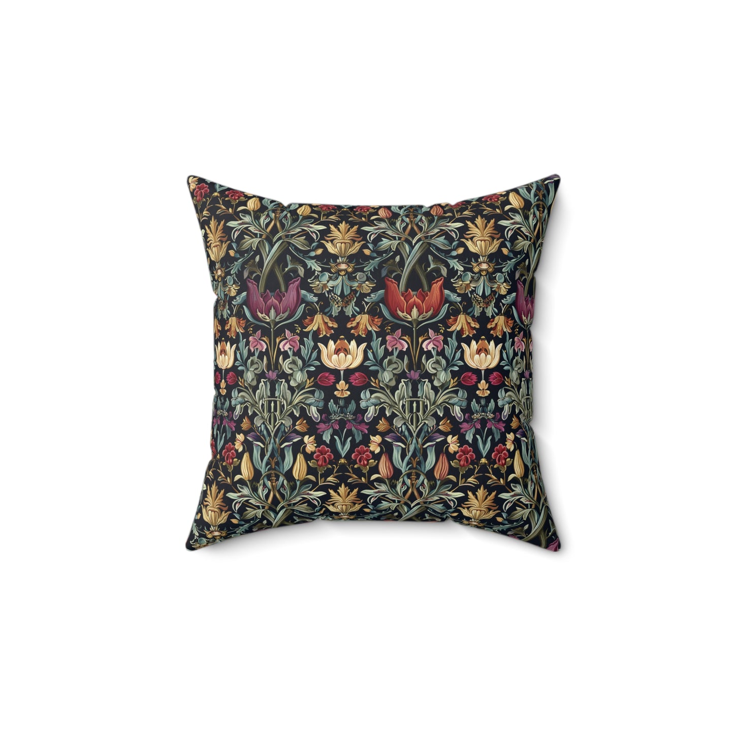 William Morris Style Floral Pattern Pillow | Vintage Botanical Throw Pillow