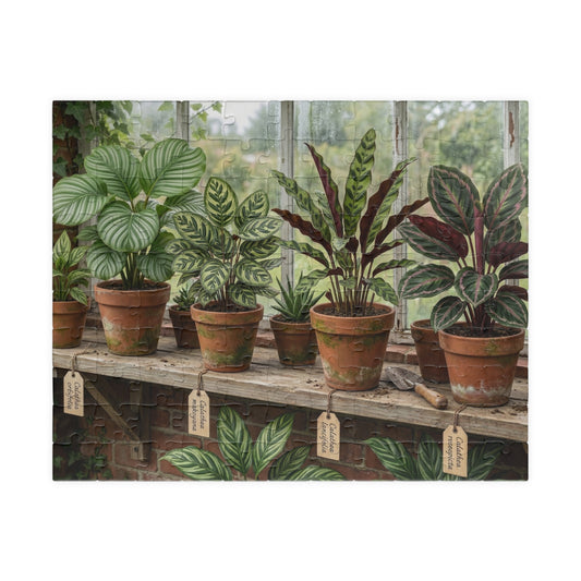 Calathea Collection Puzzle 110, 252, 520 or 101 Piece | Botanical Cottagecore Aesthetic Greenhouse Scene Jigsaw Puzzle