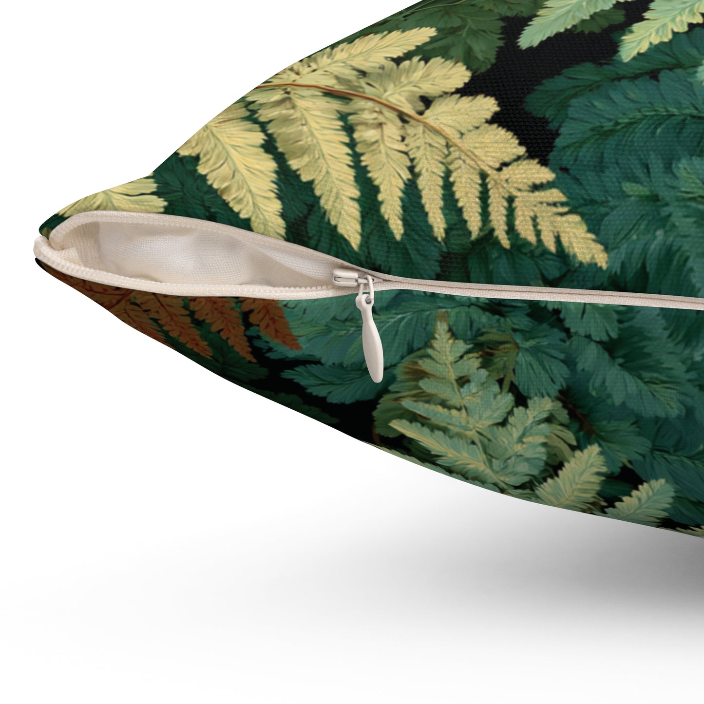 Botanical Fern Leaves Pillow | Woodland Green Foliage Square Throw Pillow