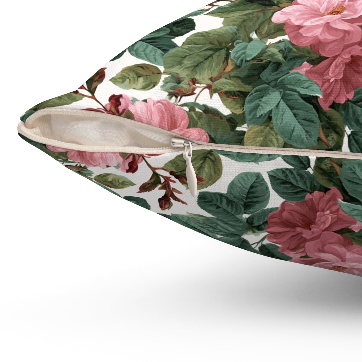 Vintage Pink Rose Floral Print Pillow | Square Pillow