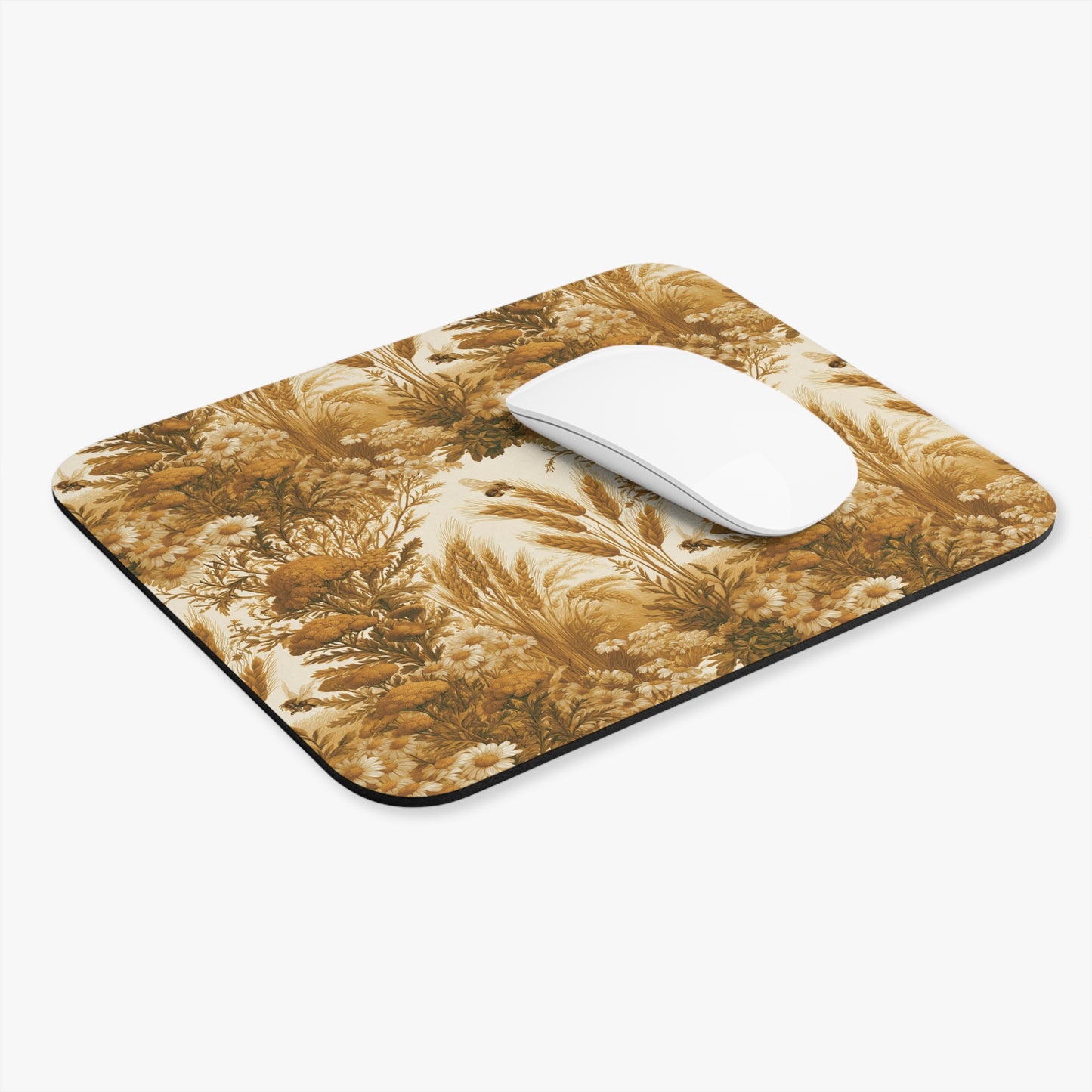 Vintage Wildflower Bouquet Mouse Pad | Sepia Floral Desk Mat