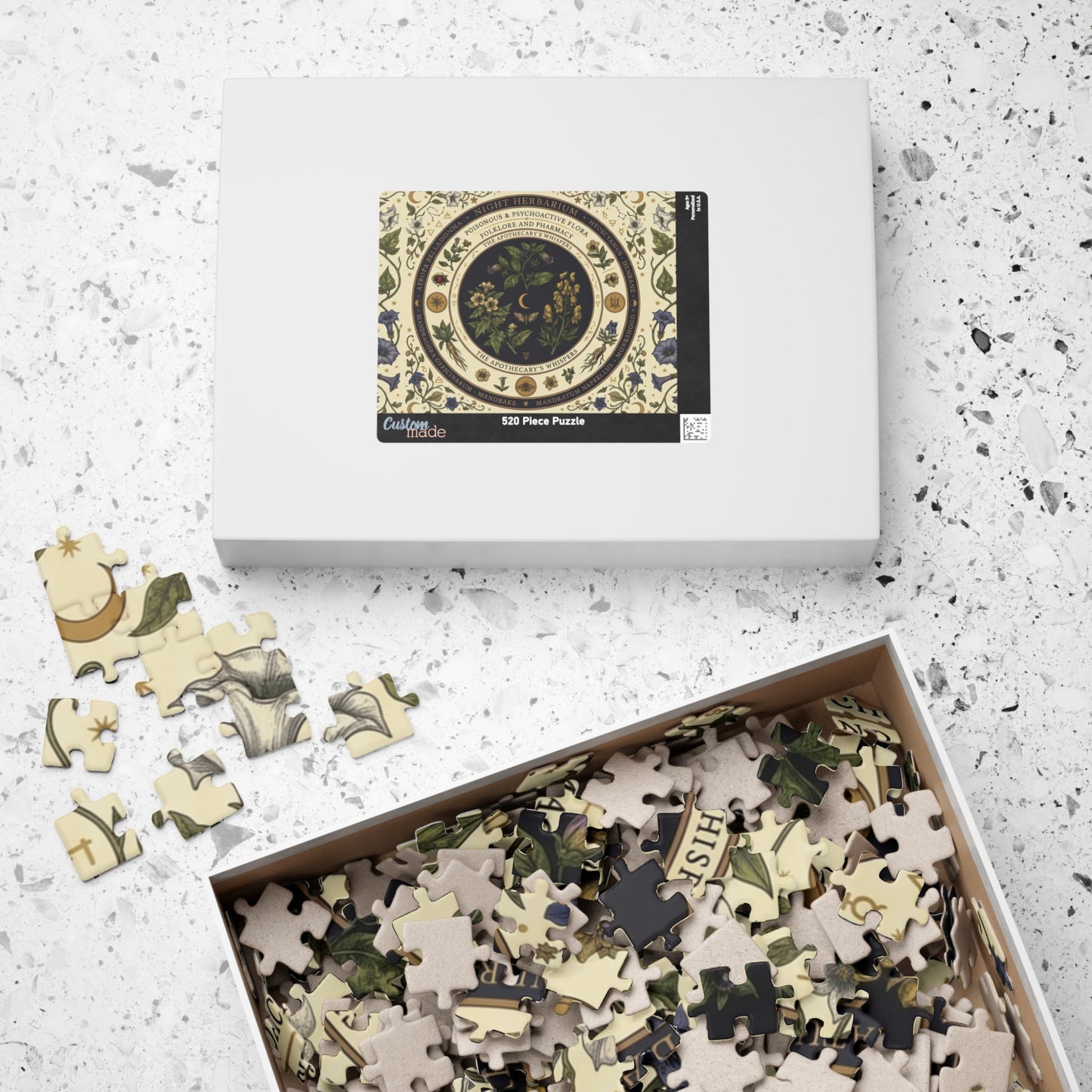 Herbal Apothecary Mandala Puzzle 110, 252, 520, or 1014 Pieces | Botanical Illustration Jigsaw