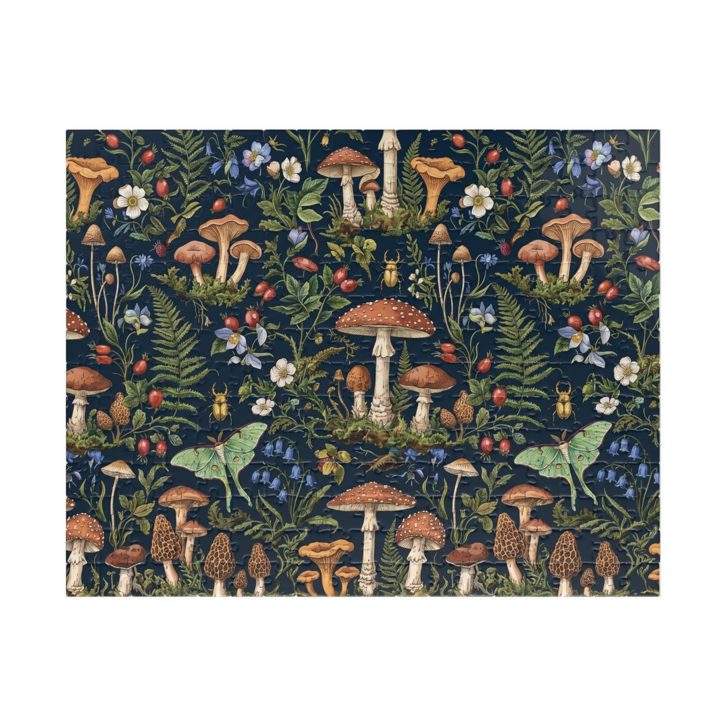 Vintage Mushroom Forest Puzzle | Botanical Woodland Jigsaw