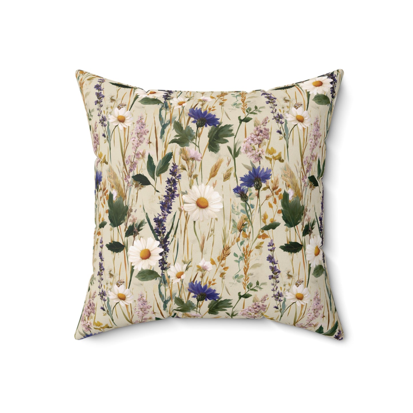 Wildflower Meadow Pillow | Daisies & Lavender Square Pillow
