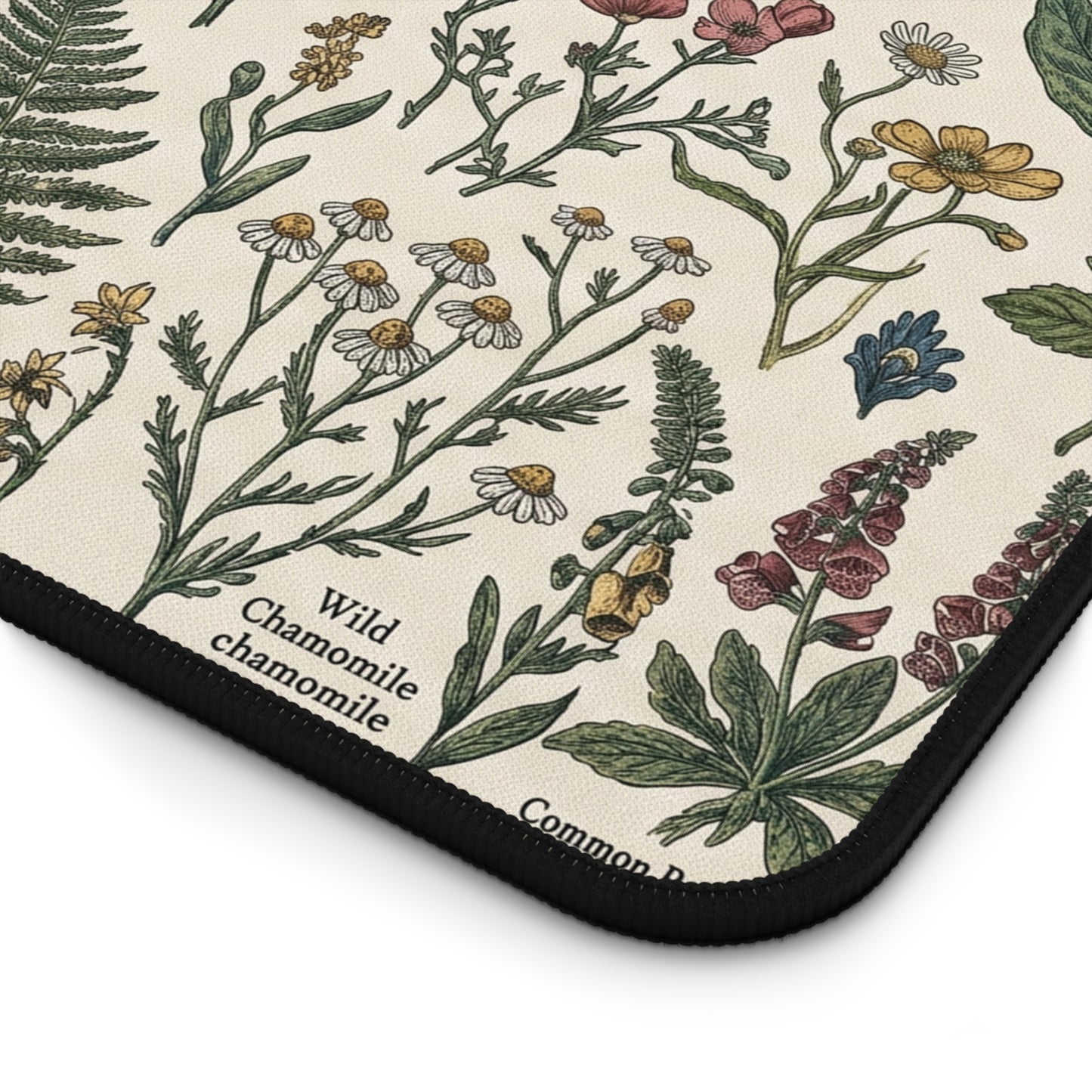 Vintage Botanical Print Desk Mat | Floral Herb Garden Mouse Pad