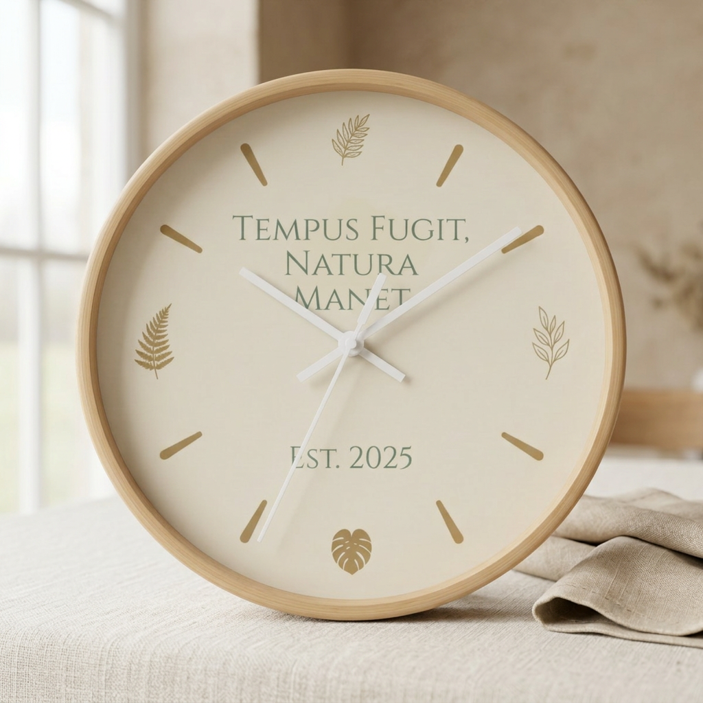 Custom Botanical Clock - Minimalist Fern Monstera Wall Decor - Personalized Timepiece