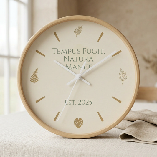 Custom Botanical Clock - Minimalist Fern Monstera Wall Decor - Personalized Timepiece