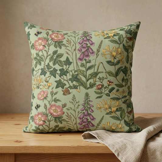 Vintage Floral Pattern Pillow | Botanical Decorative Throw