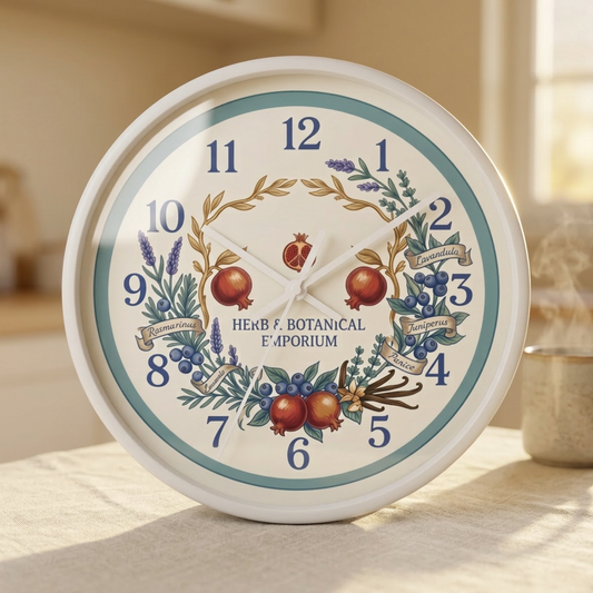 Vintage Botanical Wall Clock | Cottagecore Coastal Clock | Antique Decor, Aesthetic Housewarming | Gift for Her | Kitchen Wall Art