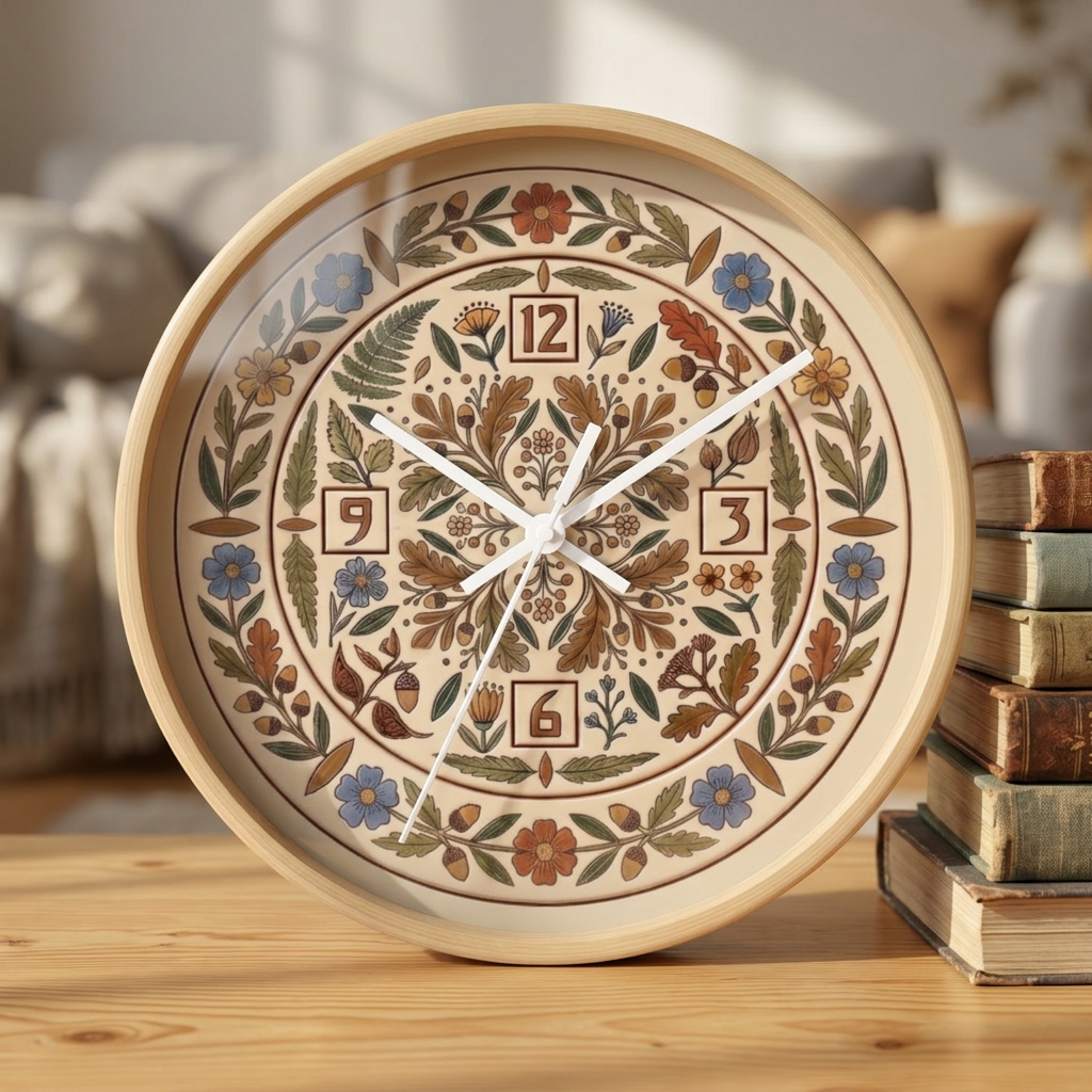 Boho Floral Mandala Wall Clock | Arts And Crafts Rustic Floral Pattern Clock