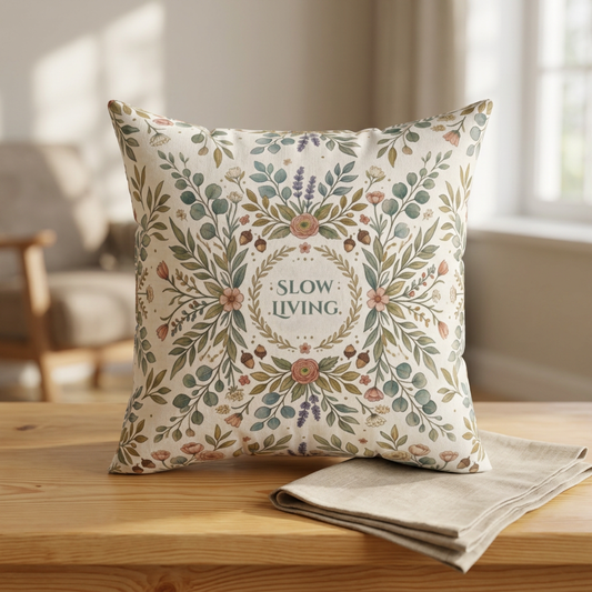 Custom Botanical Pillow - Vintage Cottagecore Wildflower Cushion - Personalized Housewarming Gift - Aesthetic Couch Decor