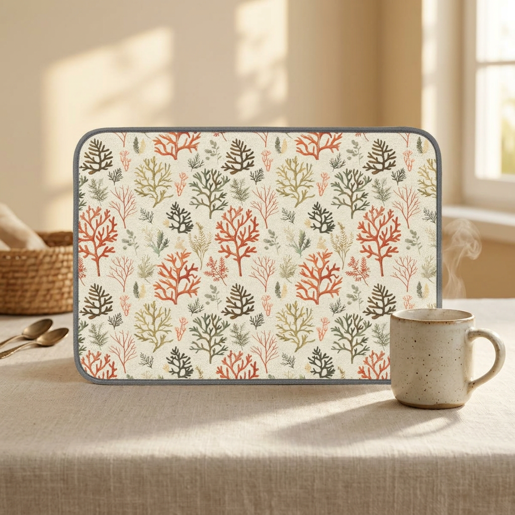 Coral Reef Pattern Kitchen Dish Mat | Microfiber Dish Mat