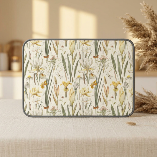 Yellow Daffodil Floral Microfiber Dish Mat | Spring Botanical Kitchen Rug