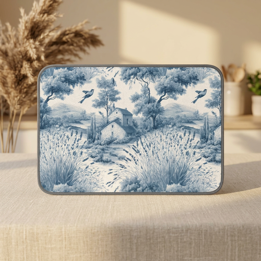 Blue Toile de Jouye Landscape Kitchen Dish Mat | Microfiber Absorbent Floor Rug