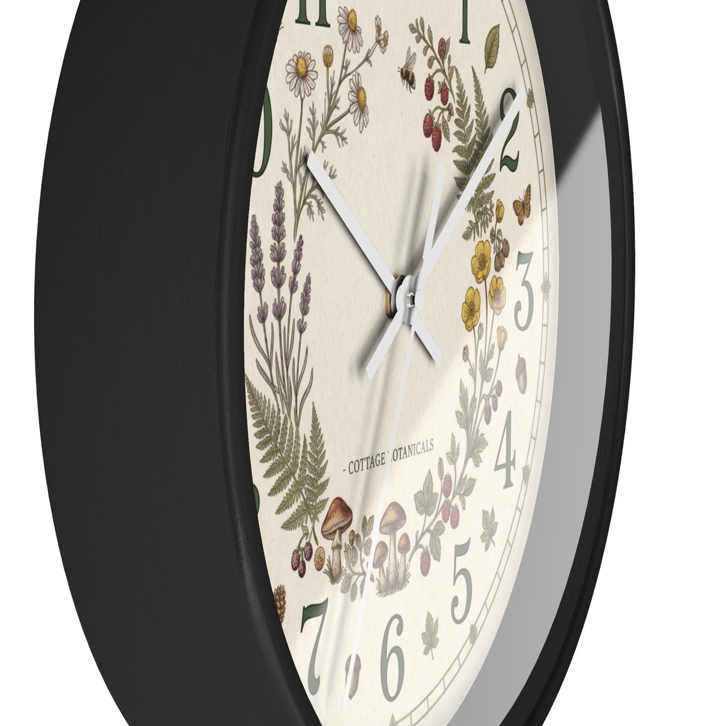 Botanical Wreath Wall Clock | Cottage Floral Timepiece