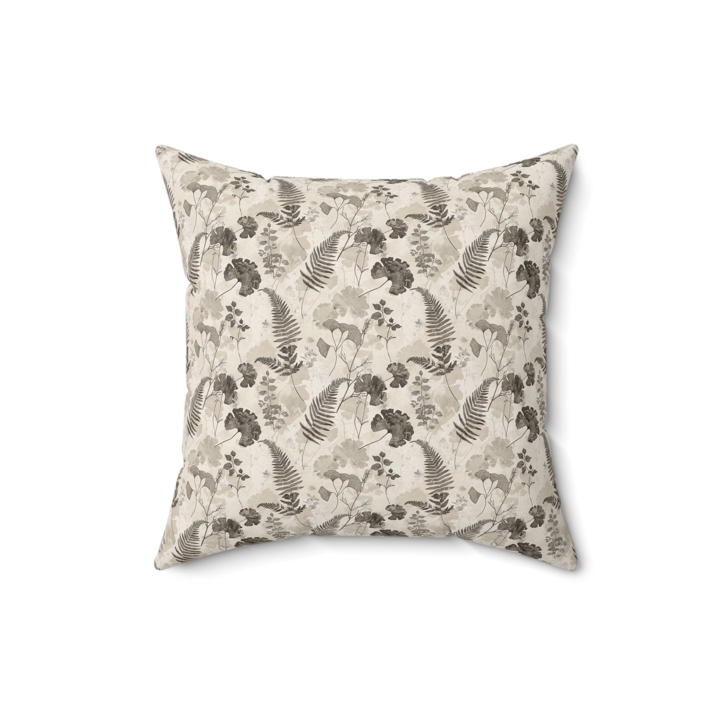 Vintage Botanical Ferns Ginkgo Pillow | Neutral Floral Throw Pillow