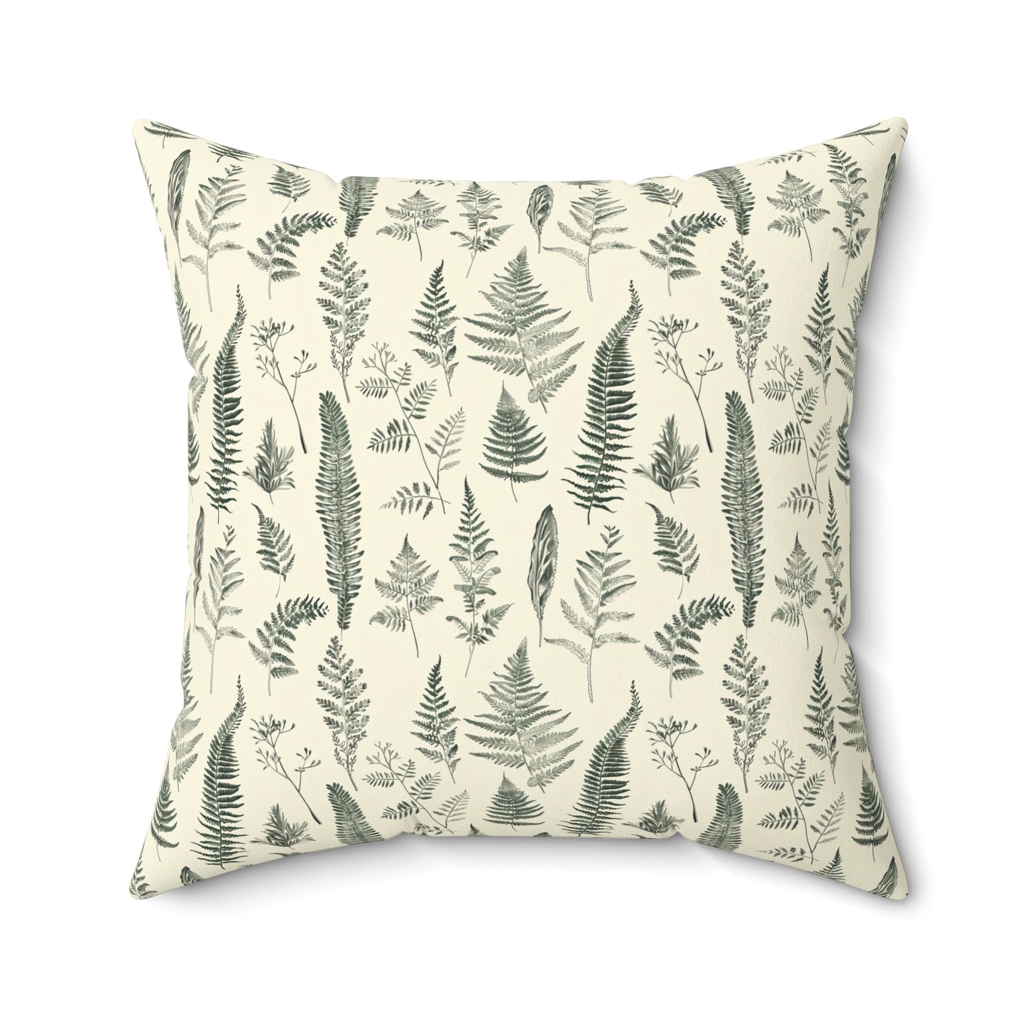 Fern Pattern Pillow | Botanical Leaf Print Square Pillow