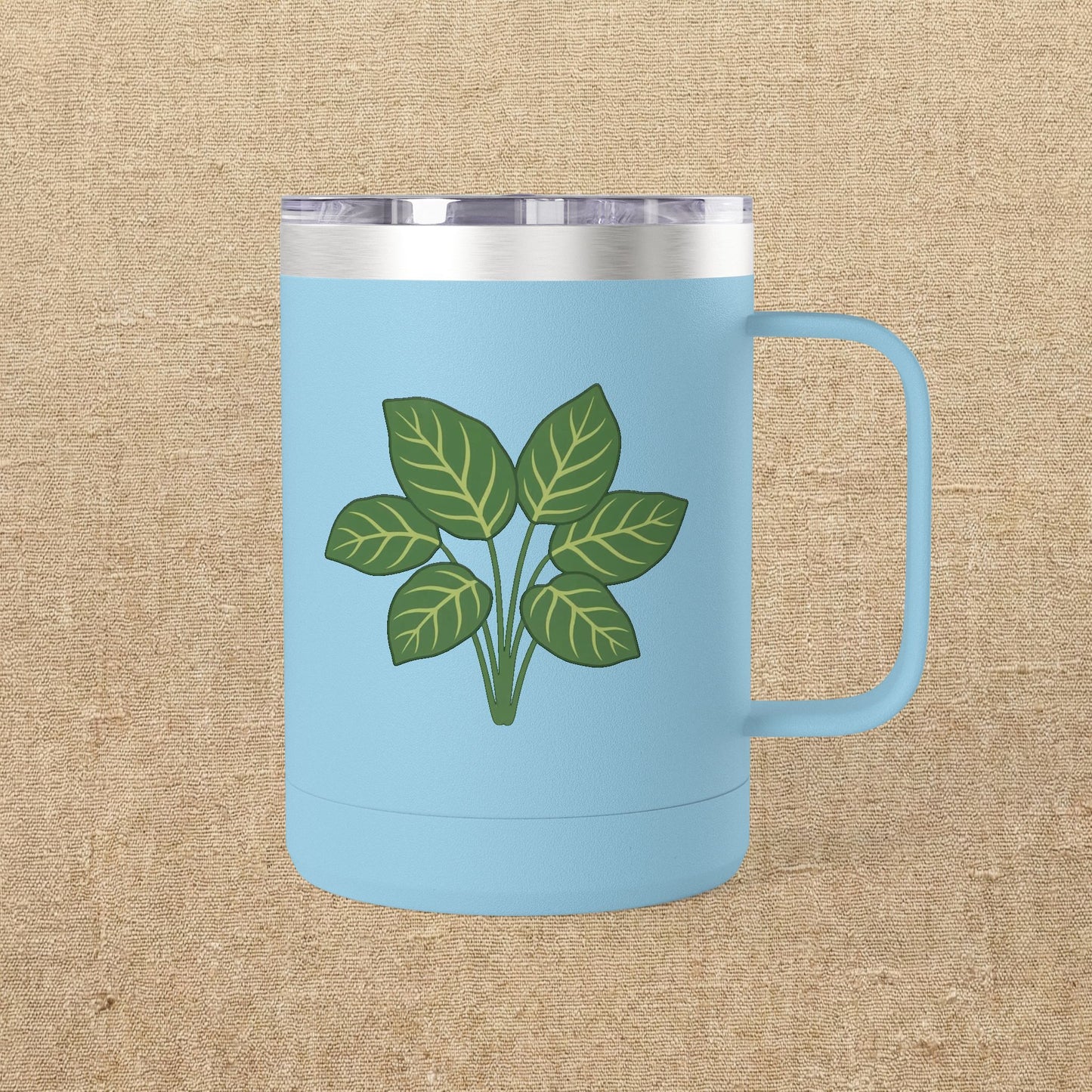 Green Leaves Plant Illustration Tumbler | 15oz Stainless Mug