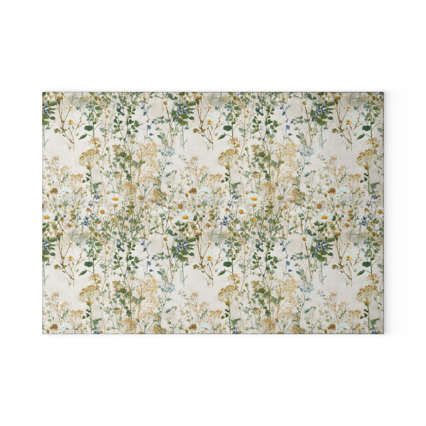 Wildflower Meadow Glass Cutting Board | Botanical Floral Kitchen Decor