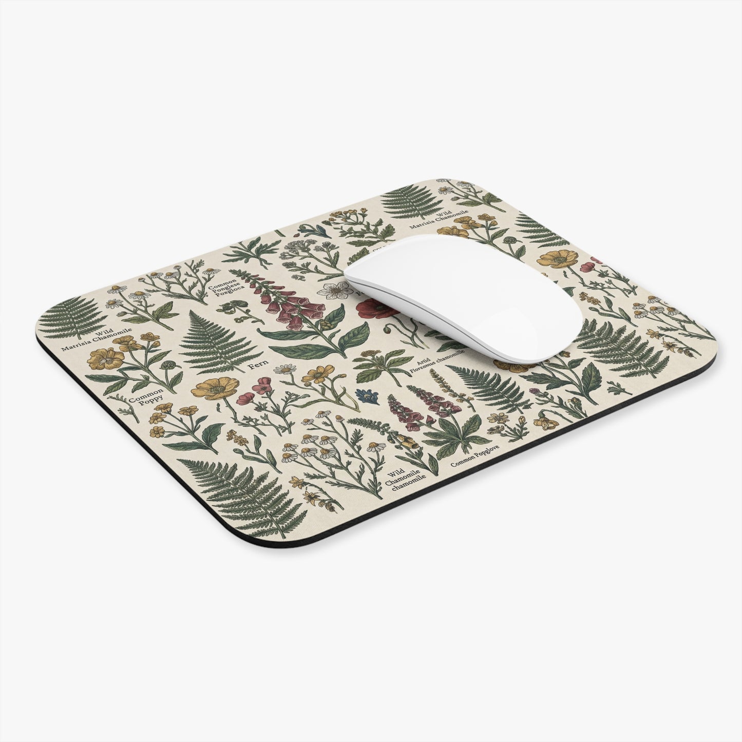 Botanical Wildflowers Mouse Pad | Vintage Floral Herbarium Illustration