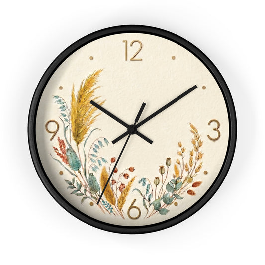 Dried Wildflower Bouquet Wall Clock | Boho Coastal Floral Home Decor