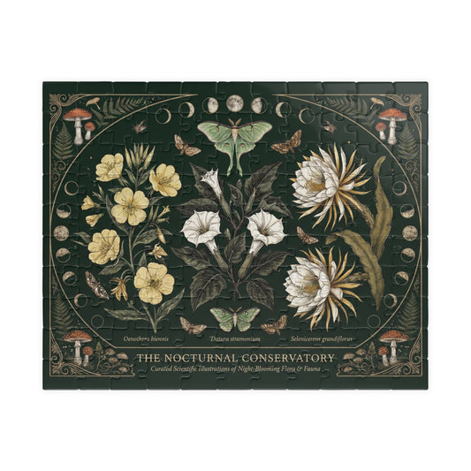 Nocturnal Conservatory Botanical Illustration Puzzle | Floral Moths 110, 252, 520 or 1014 pcs