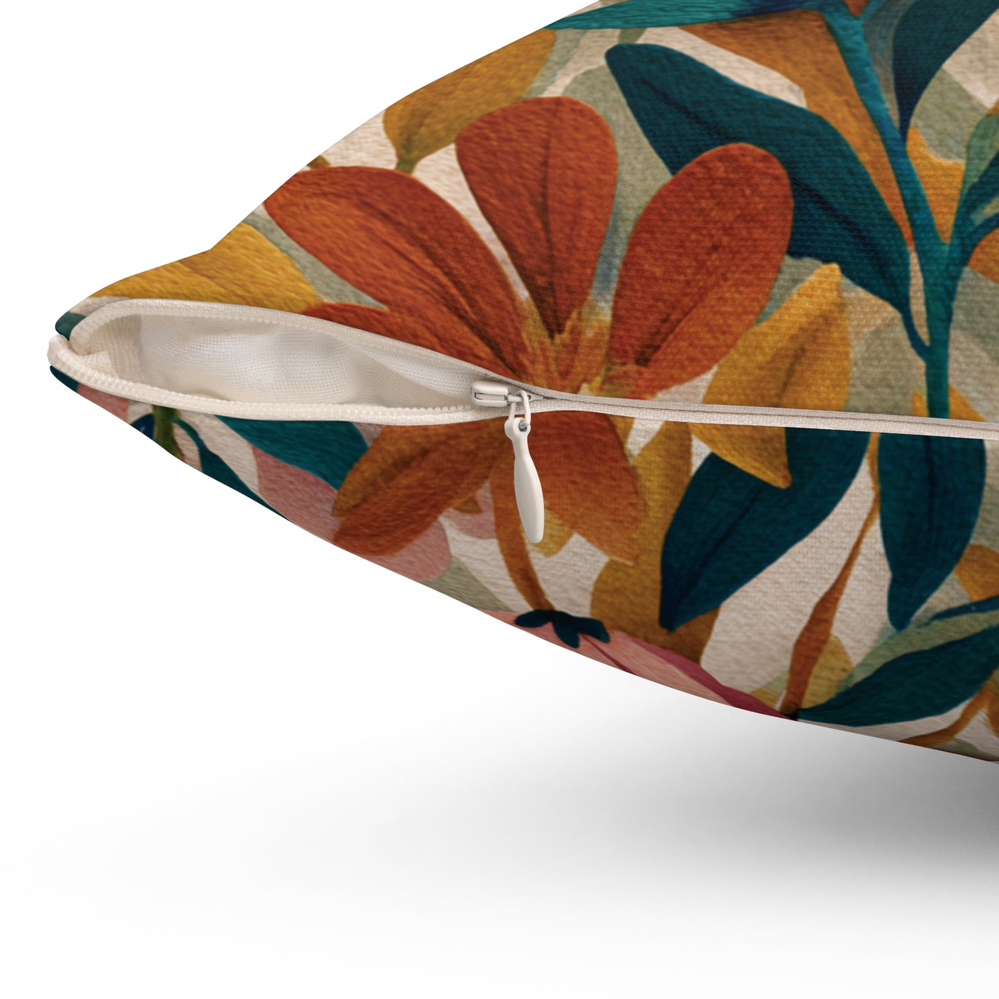 Autumn Floral Pattern Pillow | Botanical Throw Pillow, Colorful Leaves