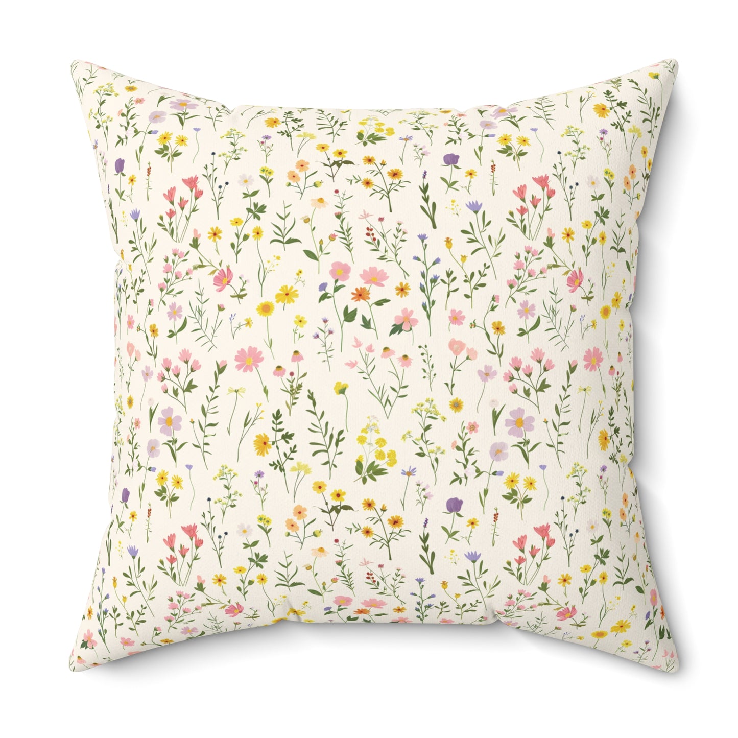 Wildflower Meadow Pillow | Botanical Floral Pattern Square Pillow