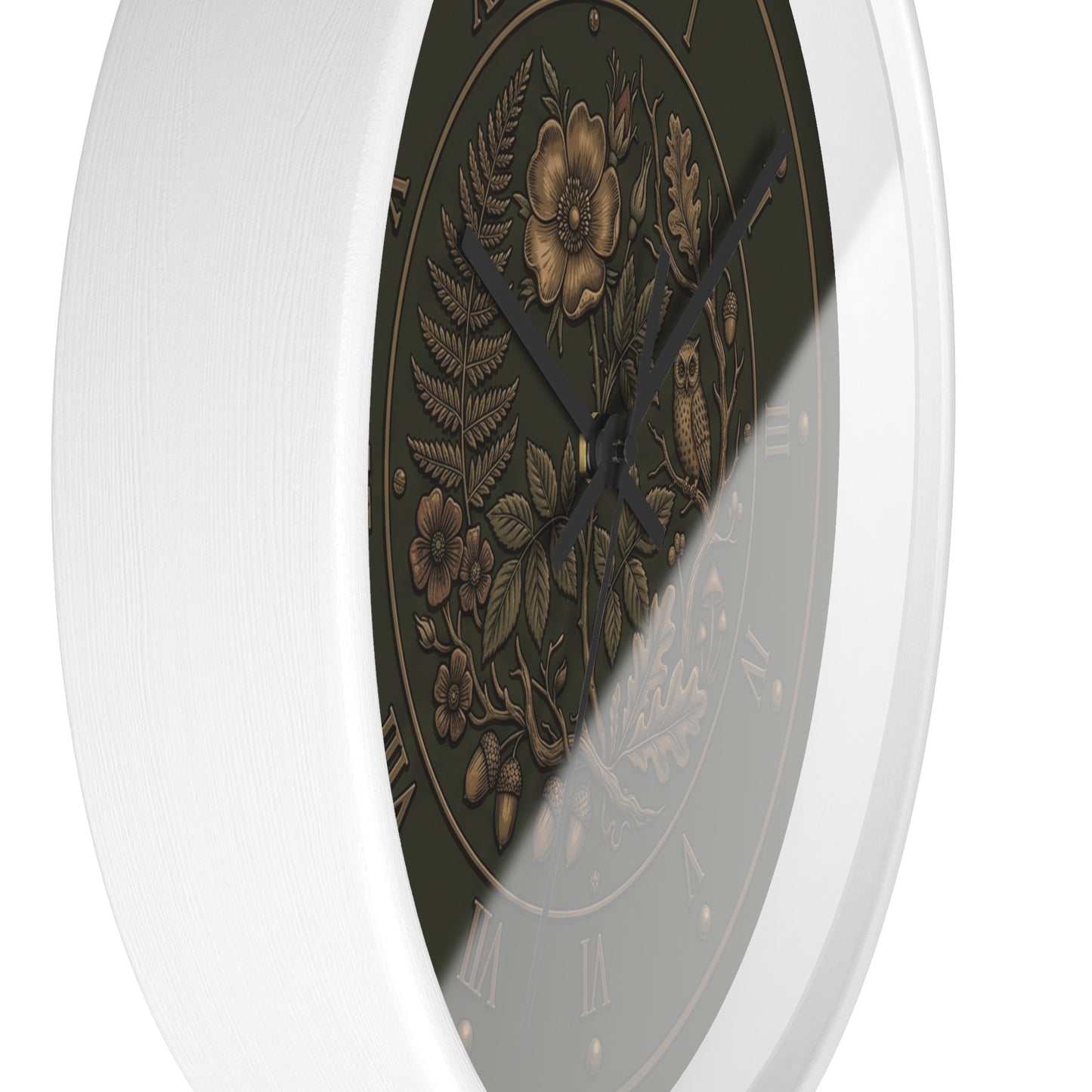 Vintage Floral Clock Wall Clock | Roman Numerals, Botanical Bird Design
