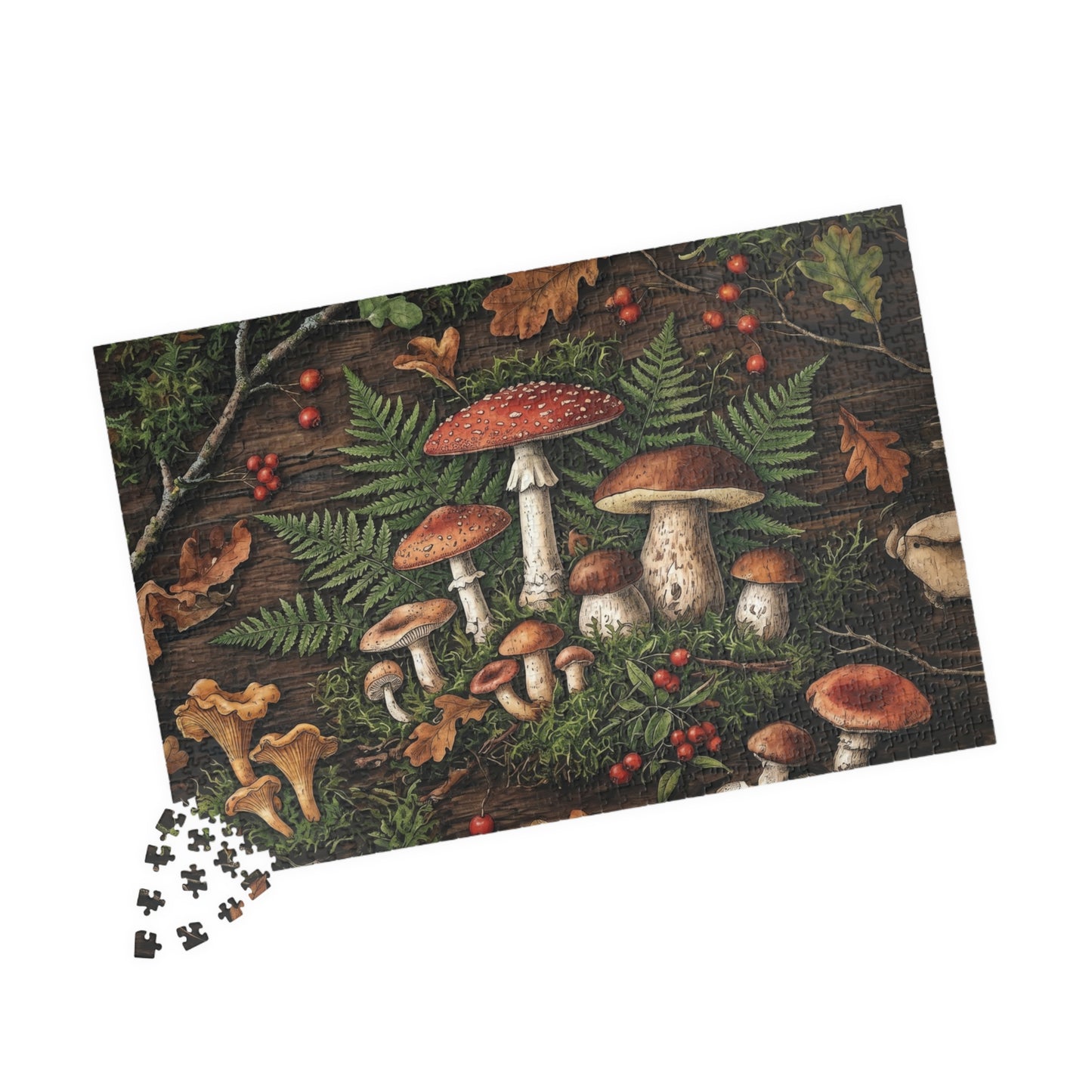 Woodland Mushroom Illustration Puzzle | 110, 252, 520, or 1014 Jigsaw Puzzle