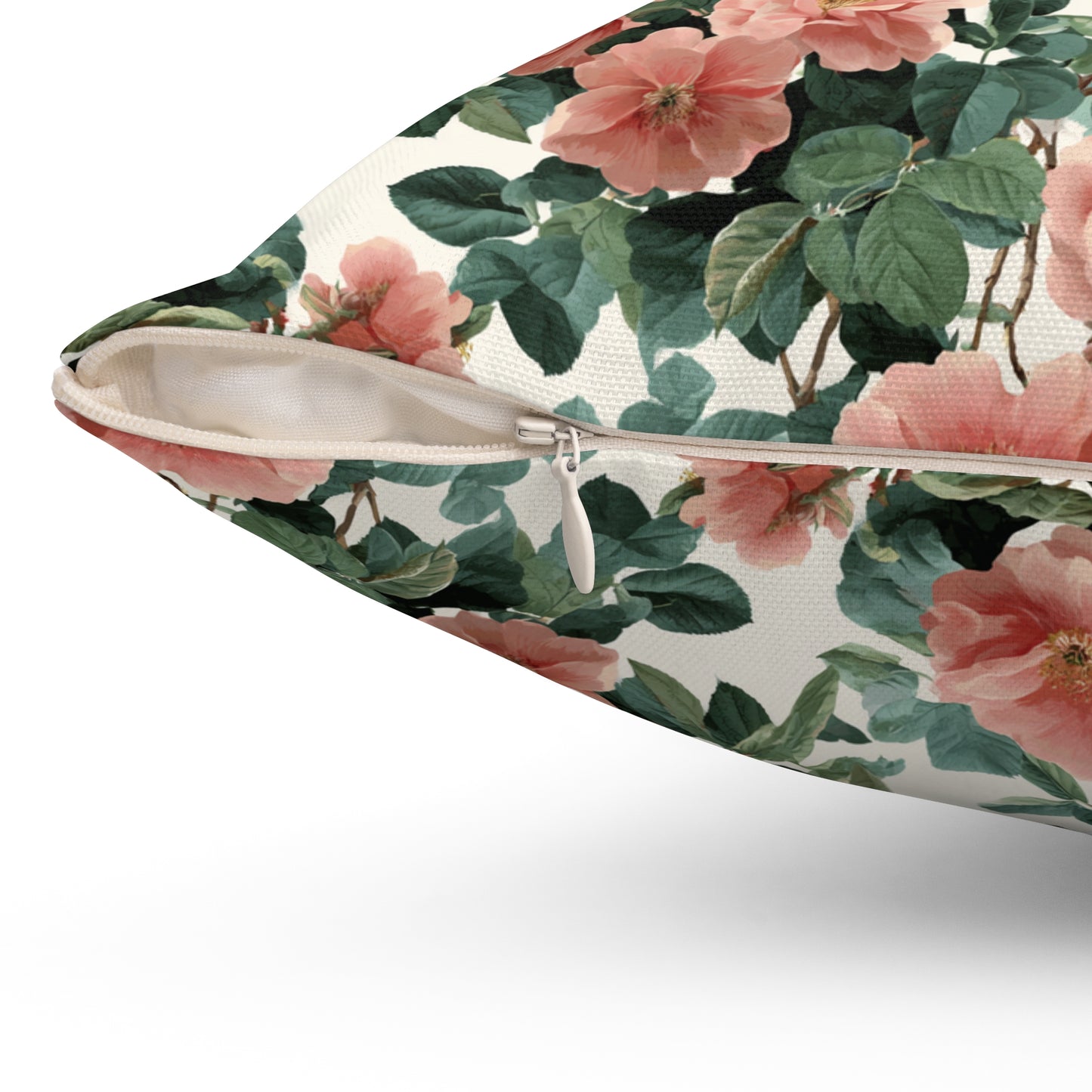 Vintage Pink Roses Floral Pillow | Spun Polyester Square Pillow
