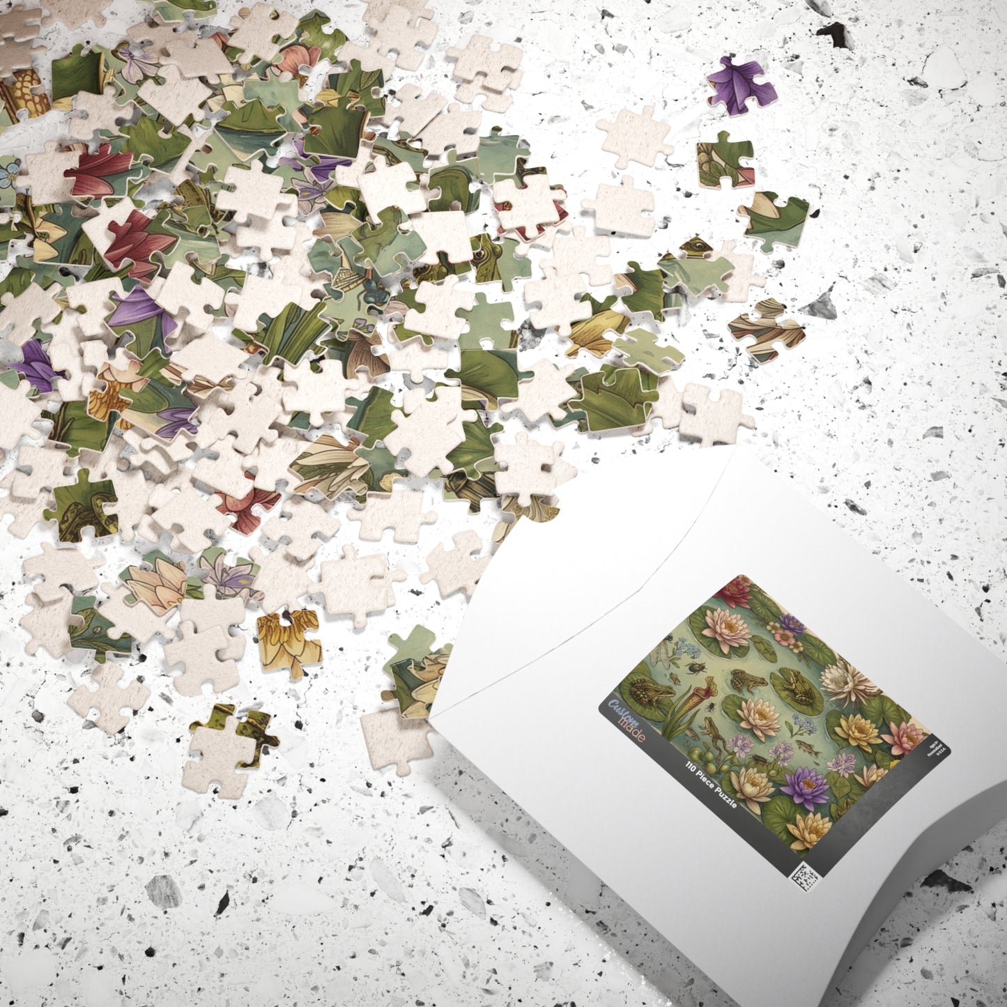 Frogs and Waterlilies Puzzle 110, 252, 520, 1014-piece | Botanical Pond Jigsaw