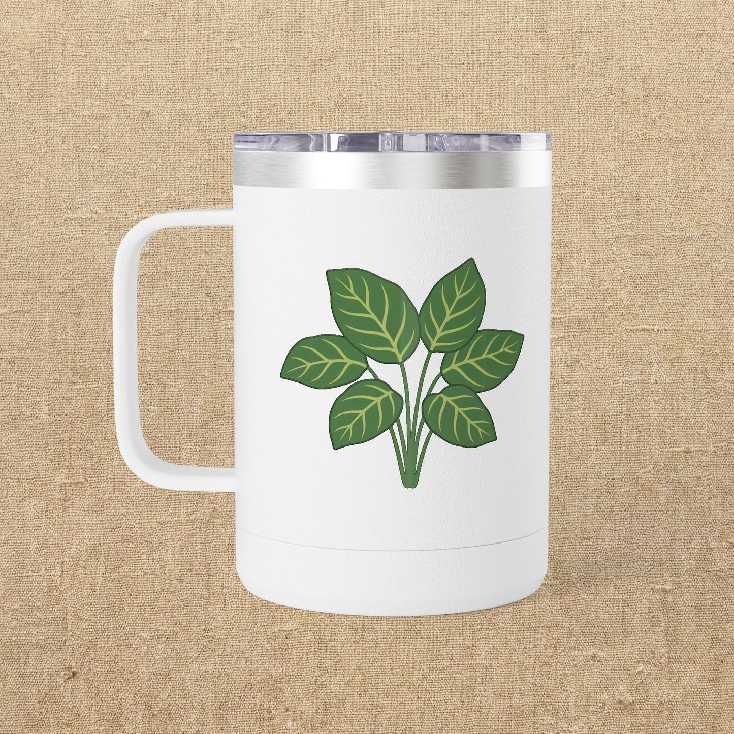 Green Leaves Plant Illustration Tumbler | 15oz Stainless Mug