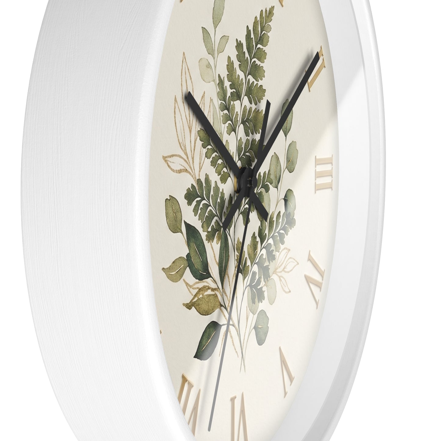 Green Botanical Roman Numeral Wall Clock | Floral Clock